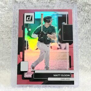 5/$20 Mint 2022 Donruss Matt Olson Red Holo Foil MLB Card 184!!